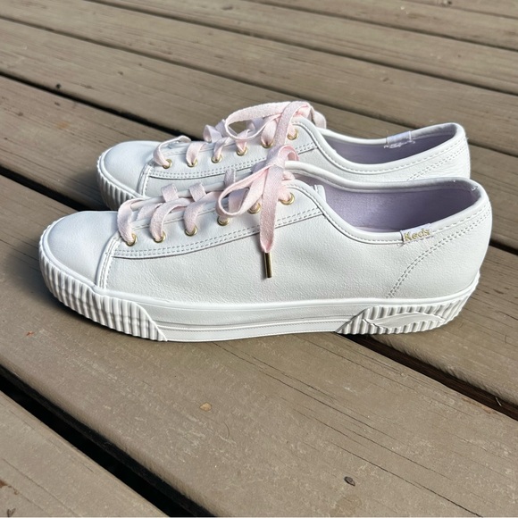 KEDS White Leather Triple Up Platform Lace Up Sneakers | Size 10 / EU 41 - Picture 4 of 14